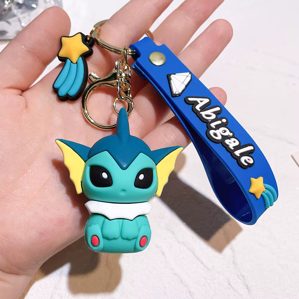 Rubber 3D Anime Oned PVC Cartoon Keychain Pendant Pikachu Gengar Charmander Eevee Silicone Key Chain