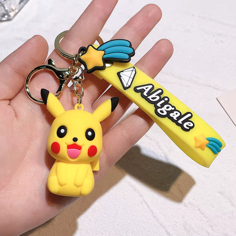 Rubber 3D Anime Oned PVC Cartoon Keychain Pendant Pikachu Gengar Charmander Eevee Silicone Key Chain