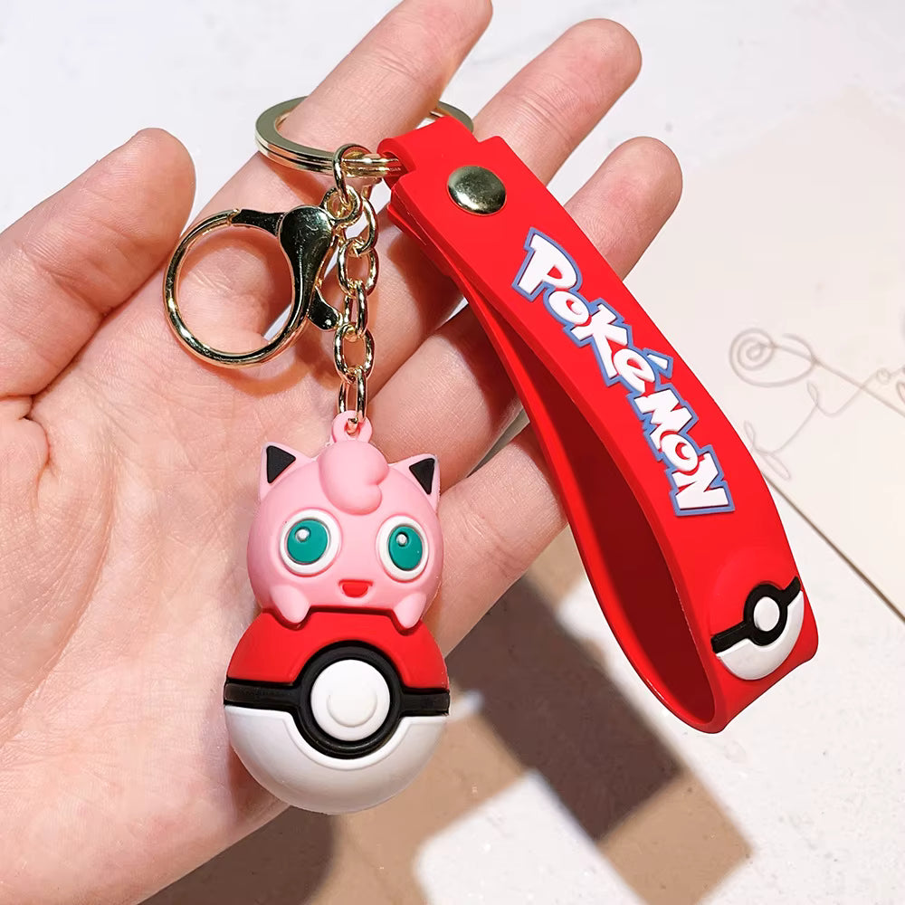 Cute 3D Anime Pokémon Keychain – Pikachu & Eevee PVC Charm