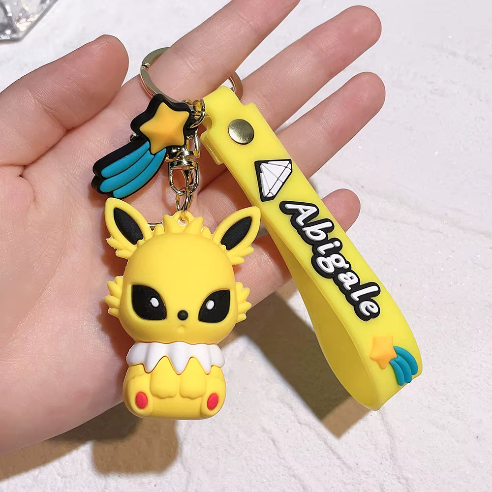 Rubber 3D Anime Oned PVC Cartoon Keychain Pendant Pikachu Gengar Charmander Eevee Silicone Key Chain
