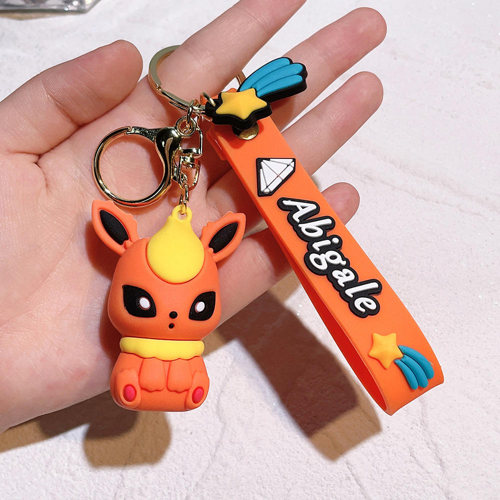 Rubber 3D Anime Oned PVC Cartoon Keychain Pendant Pikachu Gengar Charmander Eevee Silicone Key Chain