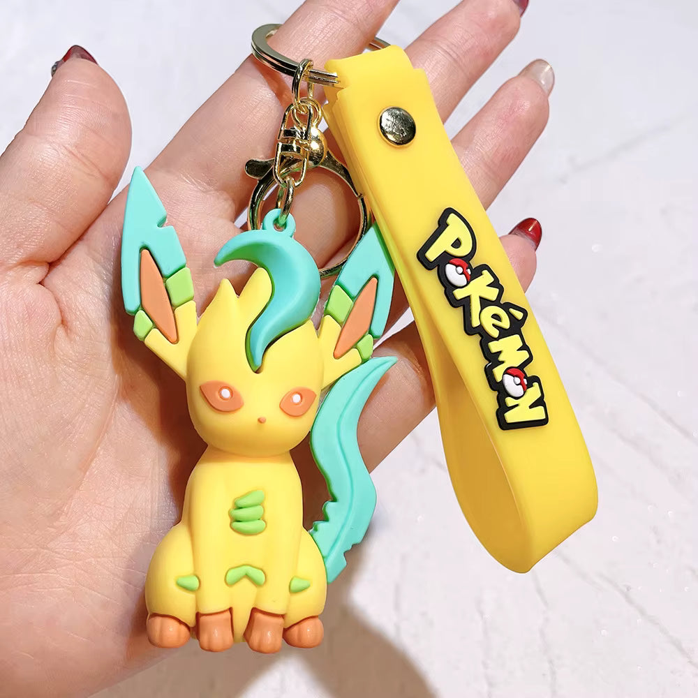 Rubber 3D Anime Oned PVC Cartoon Keychain Pendant Pikachu Gengar Charmander Eevee Silicone Key Chain