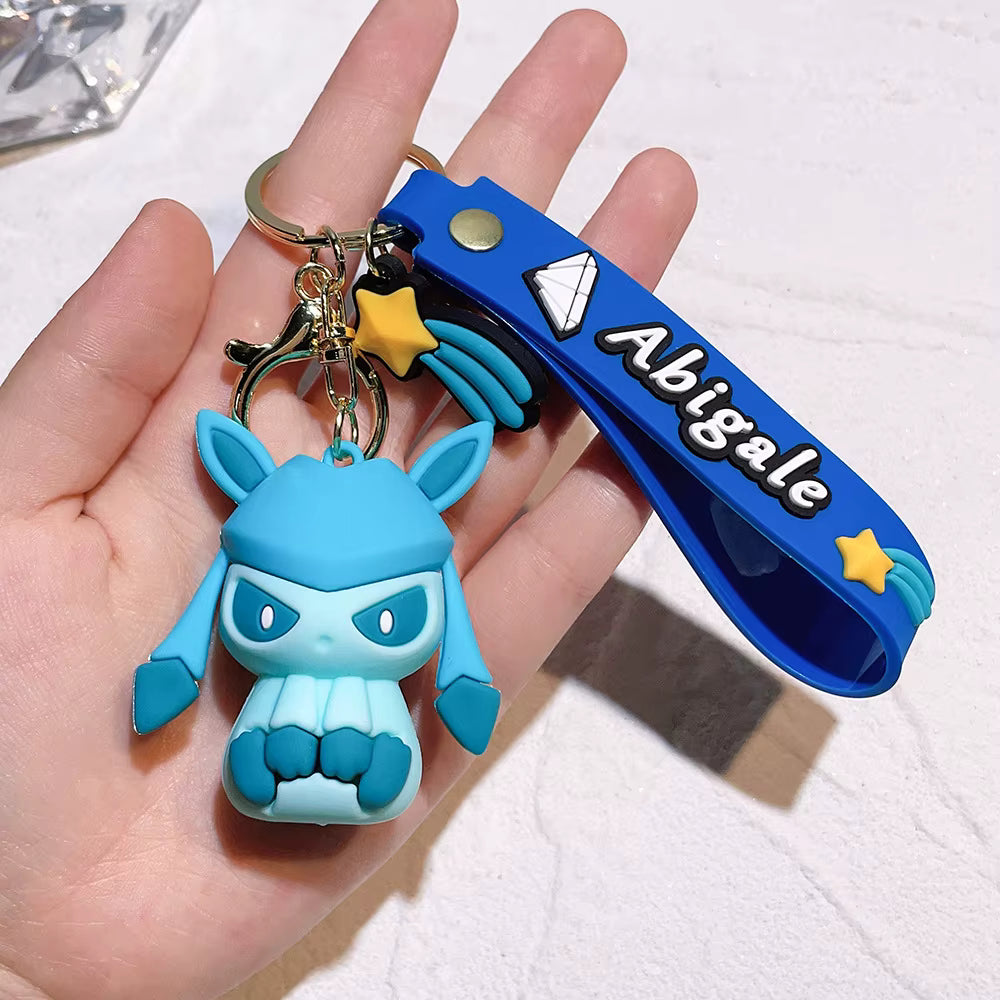 Rubber 3D Anime Oned PVC Cartoon Keychain Pendant Pikachu Gengar Charmander Eevee Silicone Key Chain