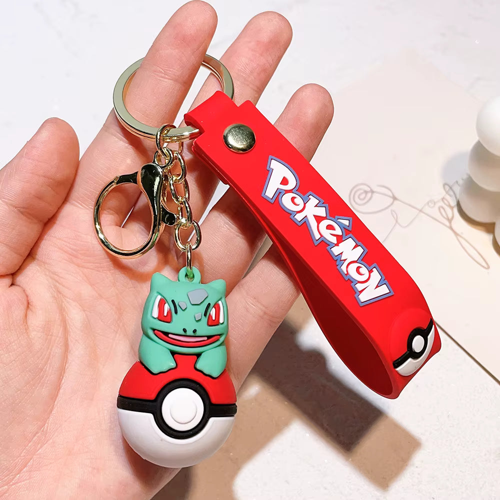 Cute 3D Anime Pokémon Keychain – Pikachu & Eevee PVC Charm