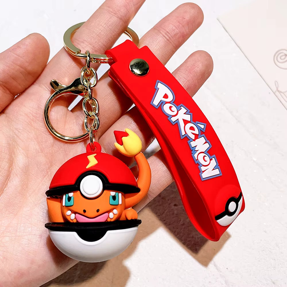 Cute 3D Anime Pokémon Keychain – Pikachu & Eevee PVC Charm