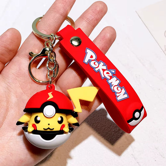 Cute 3D Anime Pokémon Keychain – Pikachu & Eevee PVC Charm