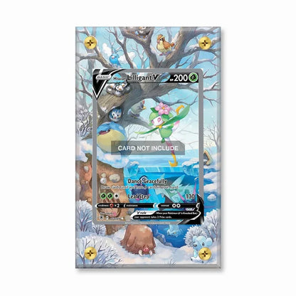 A Pokémon trading card featuring a winter forest scene with a green bird character, shown against a plain white background. The card has a large gray censor box over the center artwork and a visible 'CARD NOT INCLUDE' overlay.