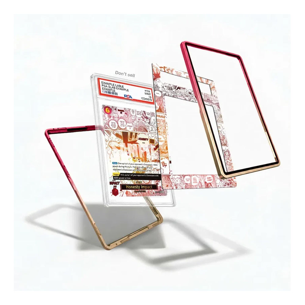 A set of decorative tablet screen protectors and replacement glass panels floating against a clean white background. The products feature various colorful patterns, including pink, gold, and white designs, with one panel displaying a collage of vintage postcards.