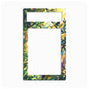 A decorative rectangular frame or plate with a colorful botanical pattern around the border and a large blank white center cutout, shown on a plain light gray background.