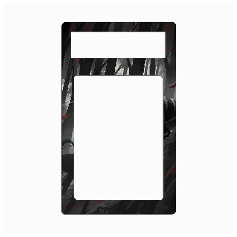 A rectangular black plastic light switch plate cover featuring a dark, moody graphic design with gray and red accents, shown on a plain white background.