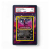 A PSA graded protective case containing a Pokémon Houndoom card, shown against a clean white background. The case features a dark purple and pink nebula design with a red PSA slab label at the top.