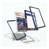 Three dark blue acrylic card sleeves are shown floating at different angles on a white background, with one sleeve containing a graded trading card.