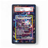 A PSA graded display card showing a holographic Pokémon TCG card with a PSA slab label at the top. The slab has a dark blue border and displays an iridescent card with a colorful cosmic and gemstone background.
