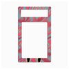 A rectangular light switch plate cover with a colorful psychedelic swirl pattern in pink, blue, and yellow, shown on a plain white background.