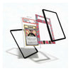 A clear acrylic card protector case with a black border, shown holding a graded Taranga trading card. The case is displayed in multiple angles on a clean white background, including one view showing a pink and blue patterned insert.