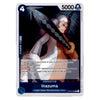 A single trading card featuring the character Inazuma, shown against a plain white background. The card has a silver border, a dark illustration of a woman holding a large sword, and text including '5000' and 'Character Inazuma'.