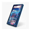 A dark blue protective phone case shown at an angle, featuring a custom printed sample card design on the screen with Pokémon branding and card details.