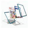 Three transparent acrylic phone cases with metallic teal-blue edges are shown floating on a white background, with one case displaying a graded anime trading card insert.