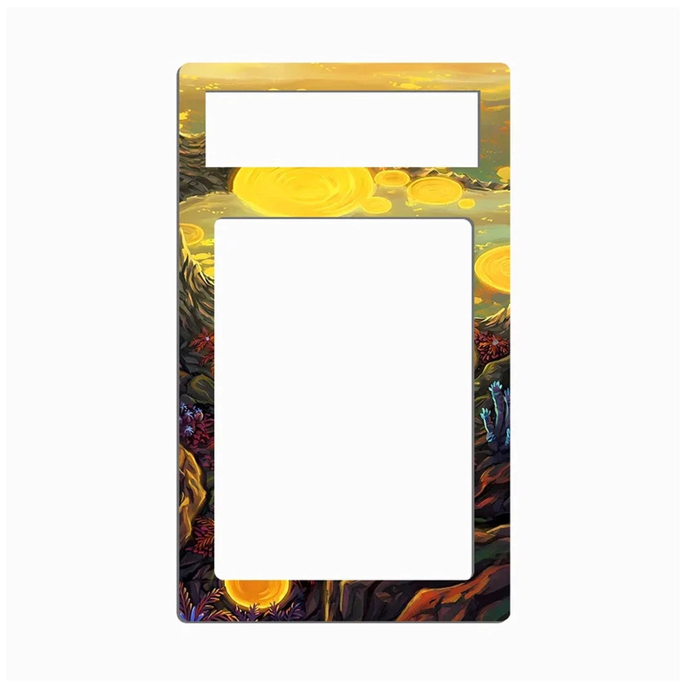A rectangular light switch plate cover featuring a colorful, stylized underwater or desert-like scene with glowing yellow suns and dark rocky details, shown on a plain white background.
