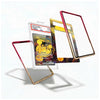 A set of four custom phone cases arranged in a floating, exploded view on a white background. The cases feature different color and pattern options: a translucent red case, a gold-framed case, a gold and black patterned case, and a clear case with a red border.