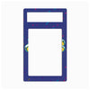 A rectangular light switch plate cover featuring a dark blue background with a subtle grid pattern, colorful confetti dots, and a small cartoon character peeking out from the sides.