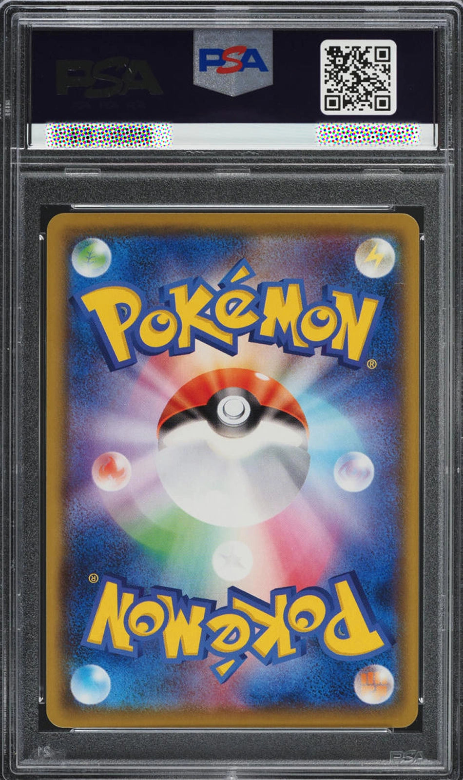 Pokémon trading card in a protective case with PSA logo