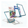 A set of custom acrylic display frames with a translucent teal blue border, shown floating around a graded Pokémon TCG card on a clean white background.