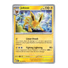 A single Pokémon trading card for Jolteon, shown flat against a plain white background. The card has a yellow and gray border, featuring artwork of a yellow electric fox surrounded by blue lightning, with text describing its attacks and stats.