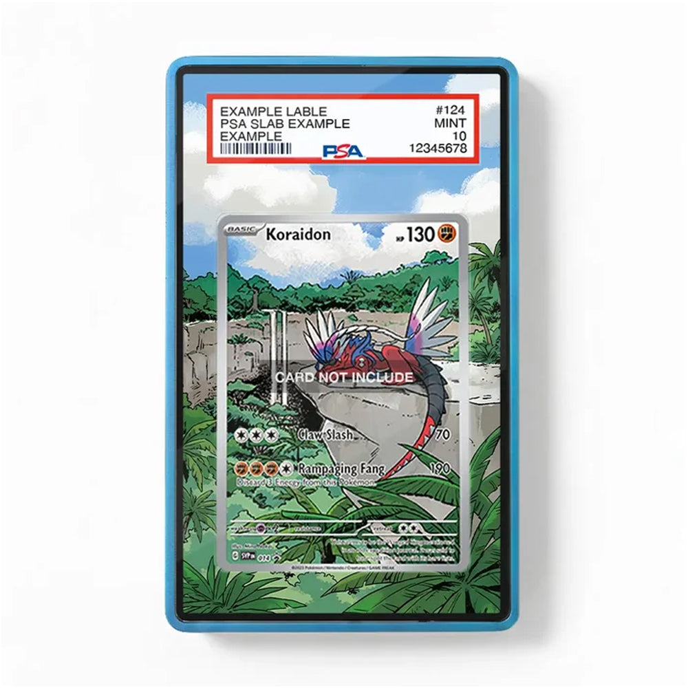 Card holder with a Koralidon trading card inside, featuring a colorful creature illustration on a white background.