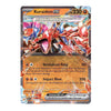 A single Pokémon trading card for Koraidon EX from the EX Arc expansion, featuring artwork of the red and blue dragon Pokémon with orange text panels and a silver holographic border.