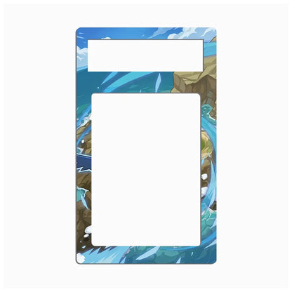 A decorative phone case or frame insert with a blue ocean wave illustration, featuring a large blank white center and a smaller blank white rectangular area near the top, shown on a plain white background.