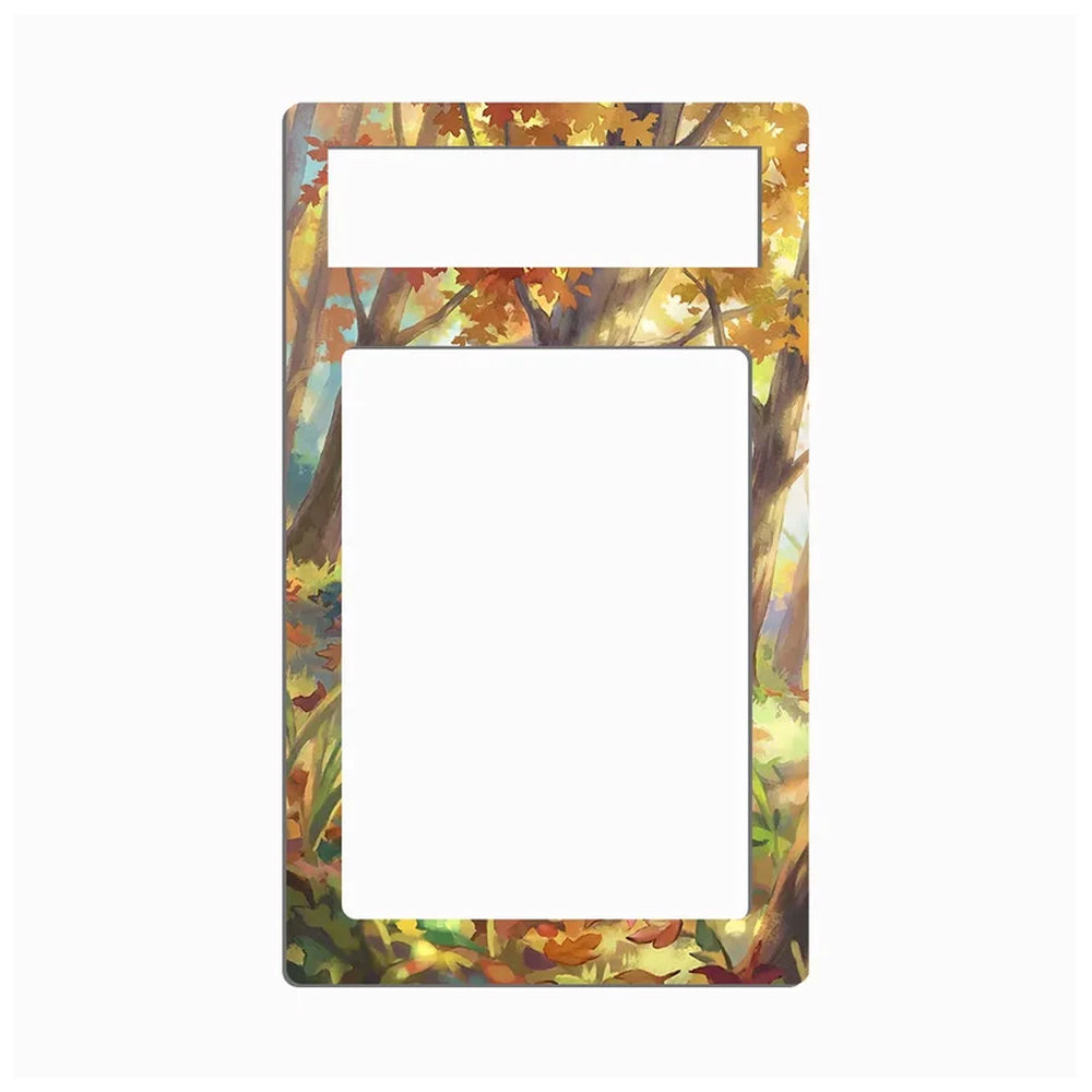 A double-gang light switch plate cover featuring an autumn forest design with colorful leaves and tree trunks, shown on a plain white background.