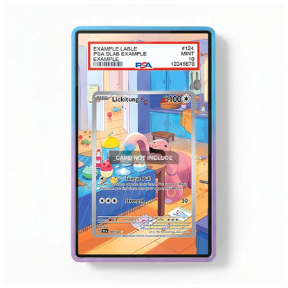 A framed art print featuring a parody of a Pokémon trading card with a PSA grading label overlay, displayed on a clean white background.