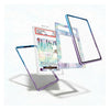 Three transparent protective phone screen frames with colorful borders are shown floating against a white background, alongside a graded certified authentic card insert.