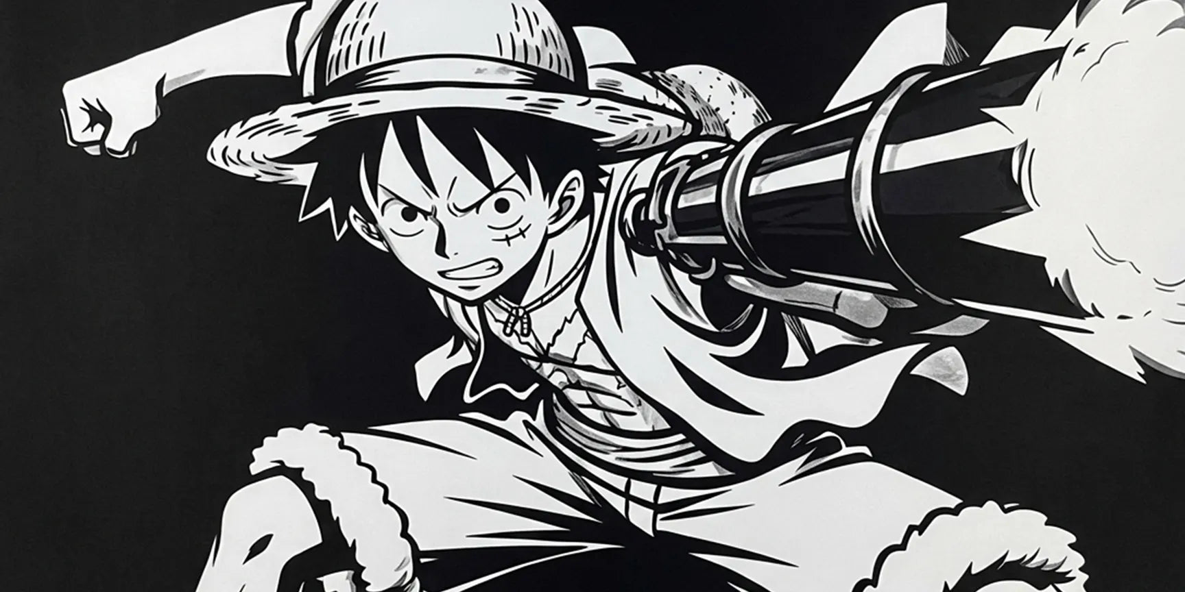 Luffy Punch Mousepad Black White Anime Desk Mat | PokeTCG