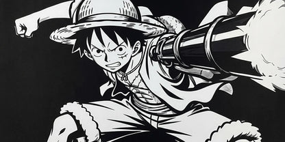Luffy Punch Mousepad Black White Anime Desk Mat | PokeTCG