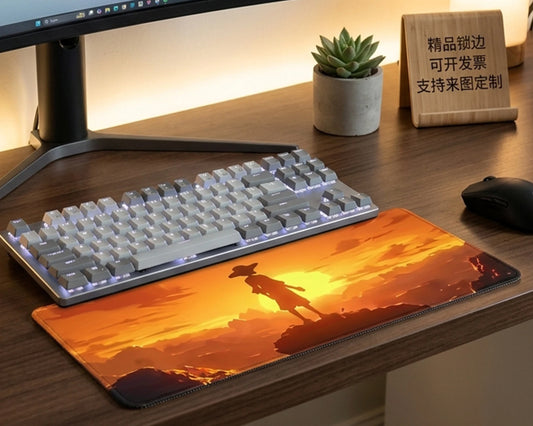 Luffy Sunset Silhouette Mousepad Anime Desk Mat XL One Piece Golden Horizon Gaming Mouse Pad Aesthetic - PokeTCG