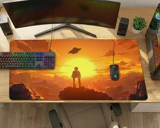 Luffy Sunset Silhouette Mousepad Anime Desk Mat XL One Piece Golden Horizon Gaming Mouse Pad Aesthetic - PokeTCG