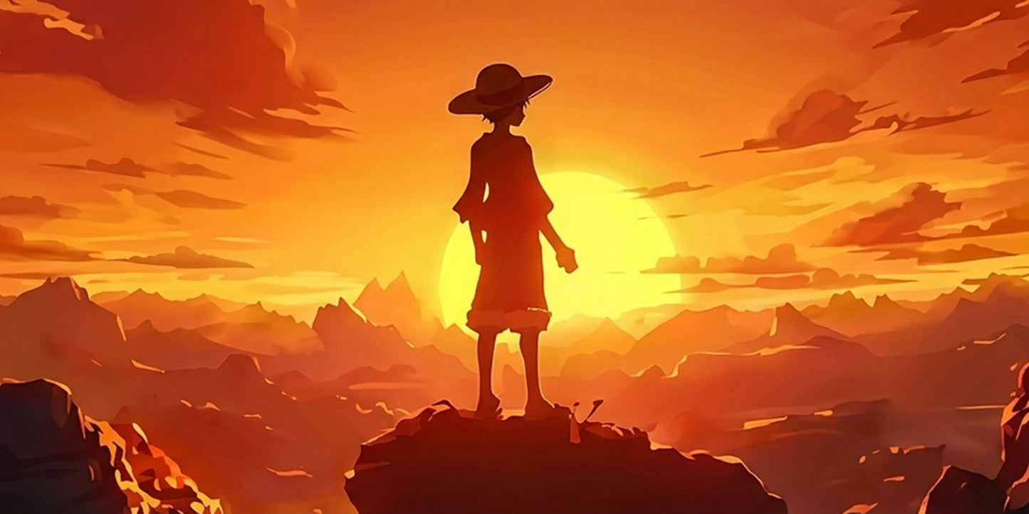 Luffy Sunset Silhouette Mousepad Anime Desk Mat XL One Piece Golden Horizon Gaming Mouse Pad Aesthetic - PokeTCG