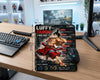 One Piece Luffy-Tarou anime gaming mouse pad with character card design and printed 21 cm by 25 cm size dimensions on wooden desk