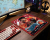 Monkey D. Luffy inspired anime gaming mouse pad with Grand Line map display, RGB gaming PC, custom keyboard, and pirate themed desk setup