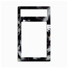A rectangular phone case or cover with a black, white, and gray marbled pattern accented by small multicolored glitter specks, shown on a plain white background.