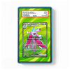 A PSA graded protective card slab containing a Pokémon TCG card, shown against a plain white background. The slab has a bright green interior with wavy lines and a blue border, with a PSA certification label visible at the top.