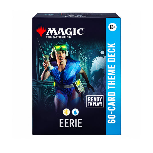 Magic: The Gathering Eerie 60-Card Theme Deck – Ready-to-Play MTG Trading Card Game Deck featuring blue and white fantasy artwork, collectible Magic cards, and beginner-friendly gameplay for trading card collectors and strategy game enthusiasts
