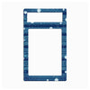 A decorative rectangular frame or plate with a blue and white starry pattern, featuring a smaller cutout at the top and a larger cutout in the center, shown on a plain white background.