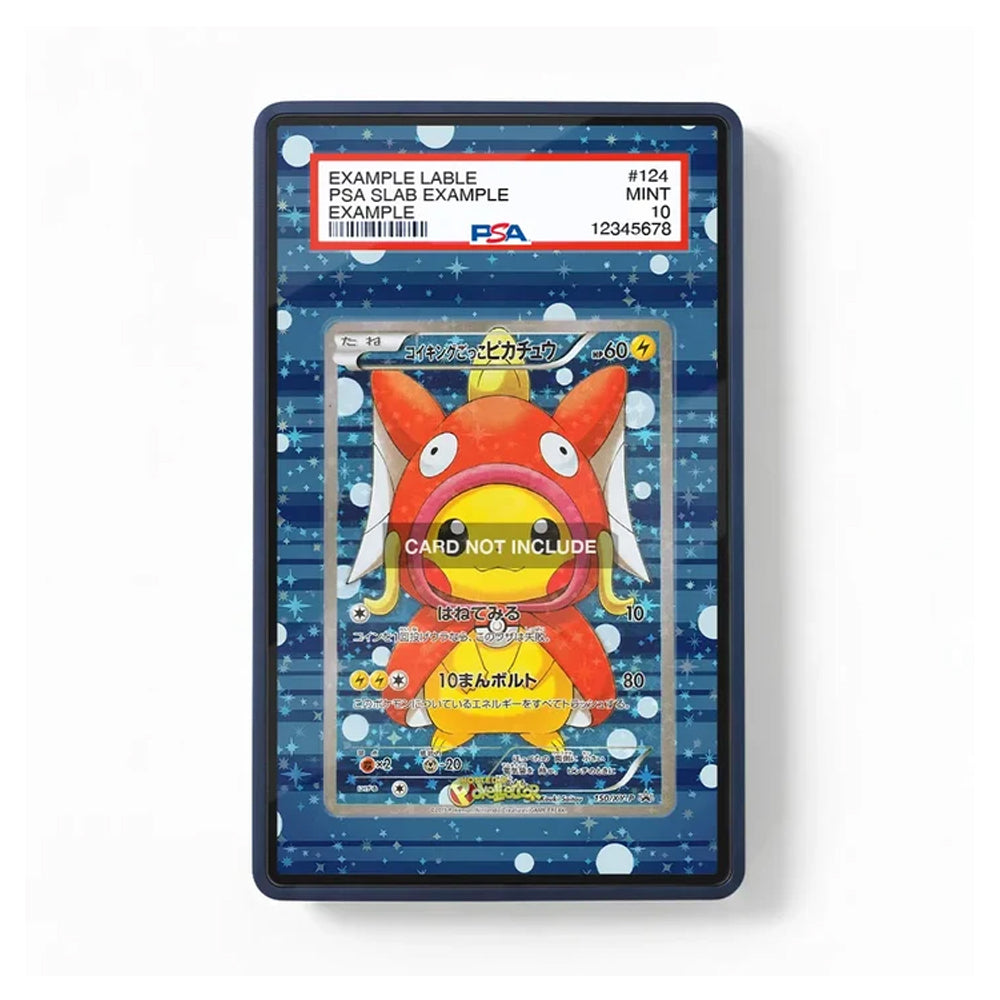 A PSA graded collectible card slab containing a Pokémon card, shown against a plain white background. The slab is dark blue with a bubble pattern, and the top label shows PSA branding and grading details.