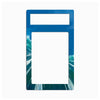A rectangular blue plastic cover plate or frame with a printed ocean wave design in shades of blue, green, and white along the bottom edge, shown on a plain white background.