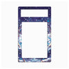 A rectangular decorative frame or border with a snow-covered mountain landscape print in blue, white, and purple tones, shown on a plain light gray background.