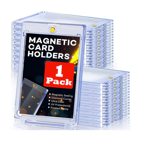 Magnetic Card Holders, 35pt One Touch Card Holder, U-V Protection Hard Plastic Case for Trading Cards, Display Case for Sports, Baseball, Football, Game Cards