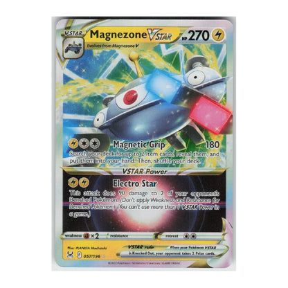 A single Pokémon trading card for Magnezone VSTAR, featuring a blue and white Magnezone with a red charge bucket, shown against a plain white background.